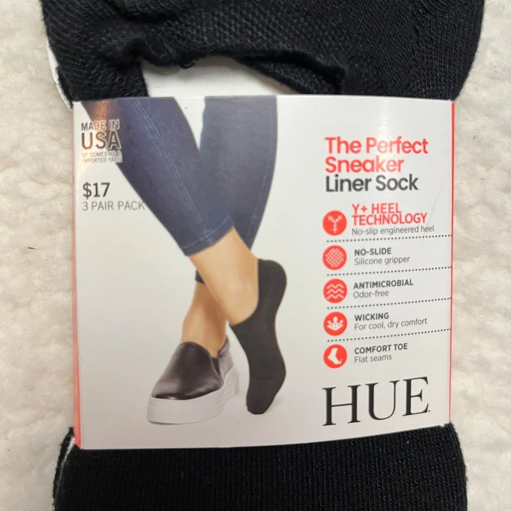 Hue Socks Womens OS Black‎ The Perfect Sneaker Liner Sock 3 Pair Pack 23060